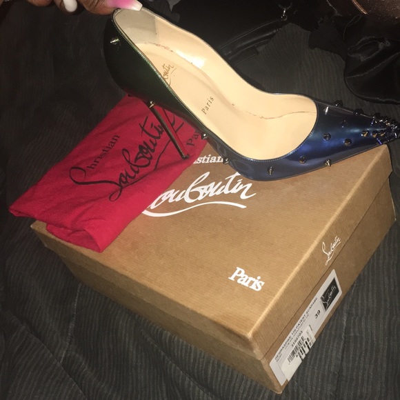 Royal blue/Emerald Green Spike Christian Loubs - Picture 6 of 6